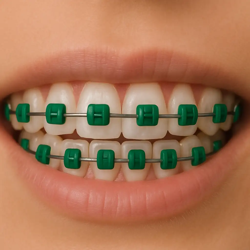 warna karet behel hijau tua atau emerald