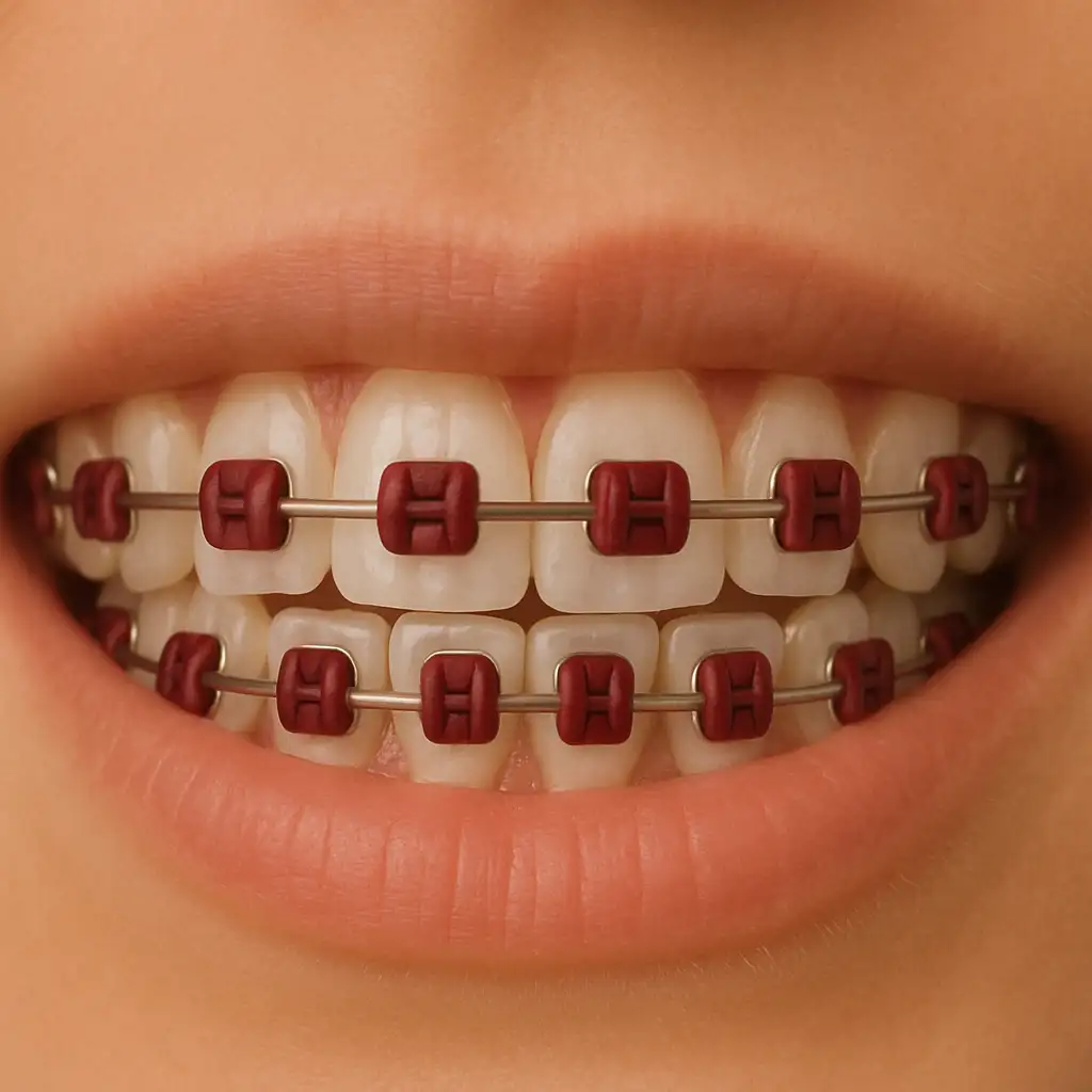warna karet behel merah maroon