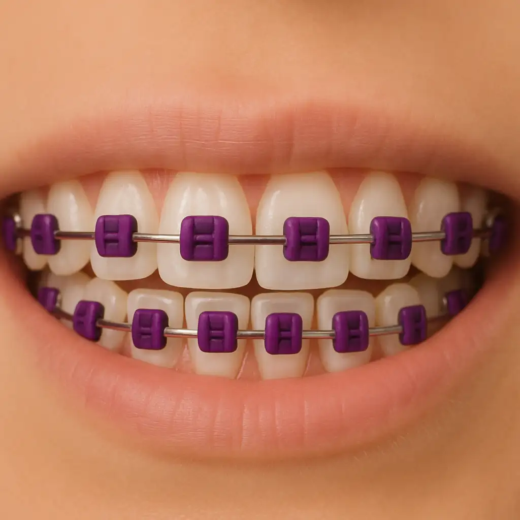 warna karet behel ungu tua atau plum
